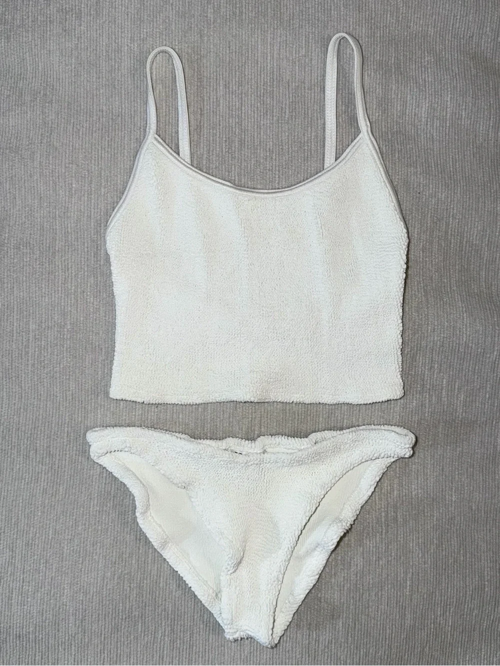 Hunza G Strap Bikini SET White Tankini Swimsuit Rare One Size